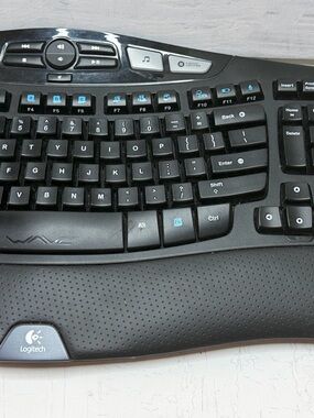 Logitech Black Curved Wave Ergonomic Keyboard with Integrated Wrist Rest